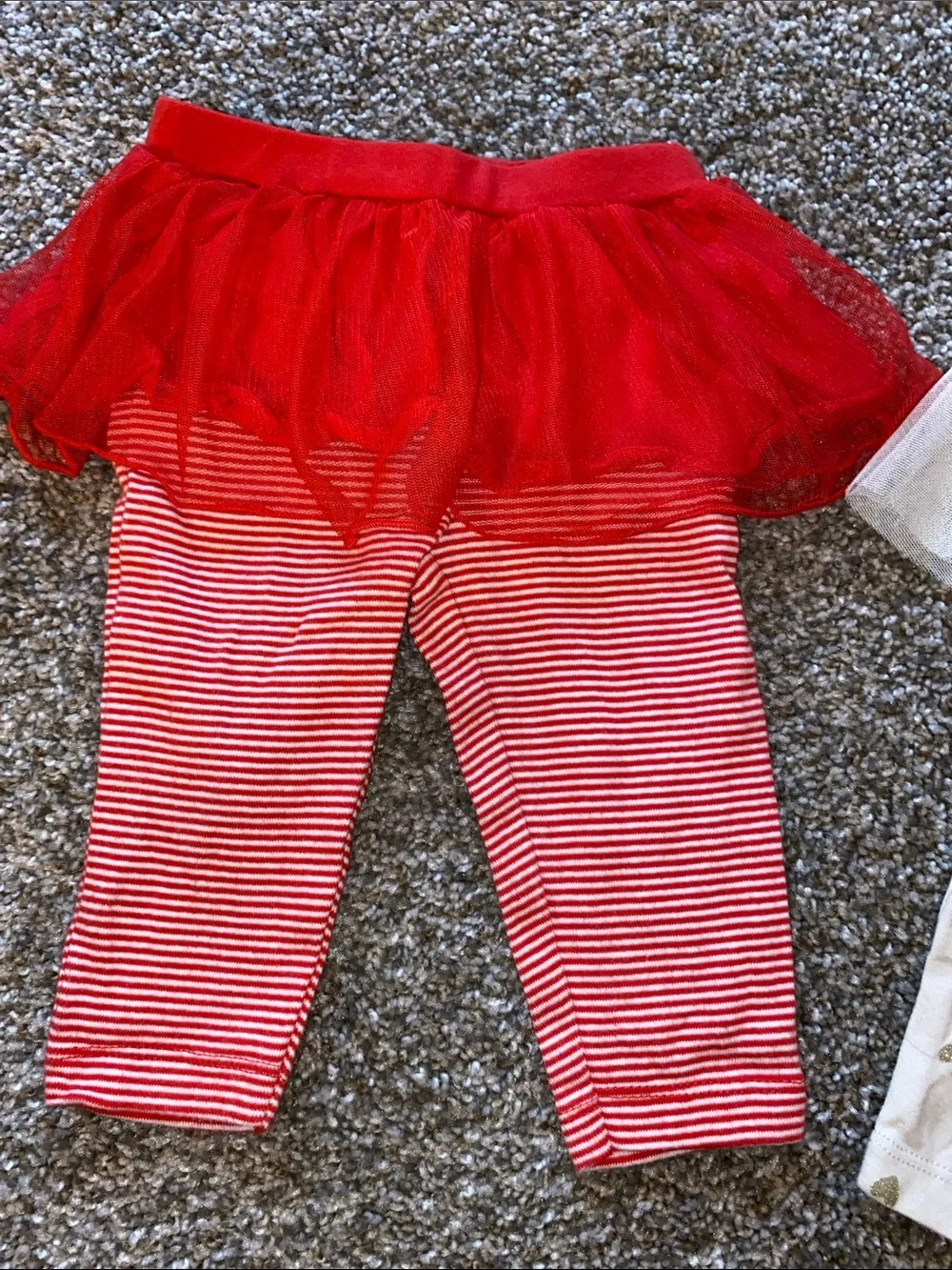 🖤 Carter's Red Striped Tutu & White Gold Heart Tutu Leggings 6 Months Bundle